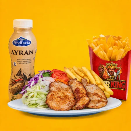 File de porc cu cartofi și salată + ayran